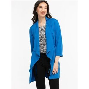 New Ricki's Blue Waterfall Cardigan 3/4 Sleeve Drape Front Jacket Indigo NWT S